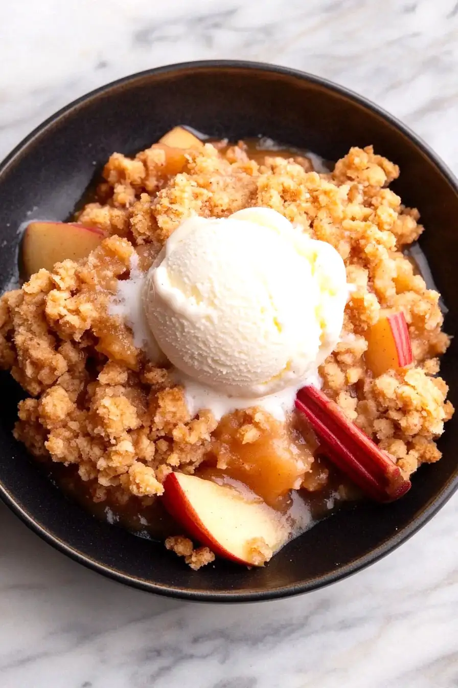 Easy Apple and Rhubarb Crumble