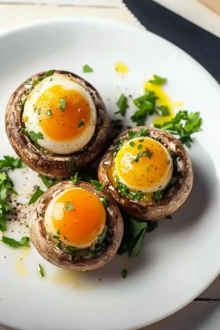 Fluffy Quail Egg Stuffed Mushrooms