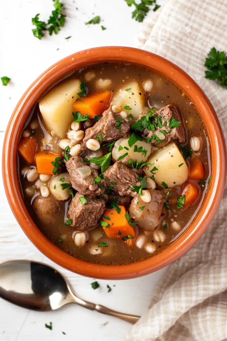Hearty Crockpot Beef Barley Soup