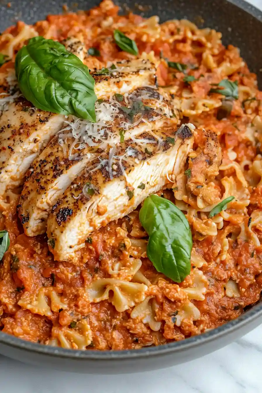 Easy Pink Chicken Pasta Recipe