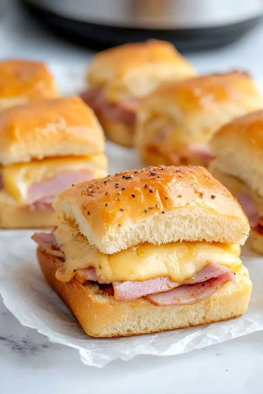 Easy Crockpot Ham and Cheese Sliders