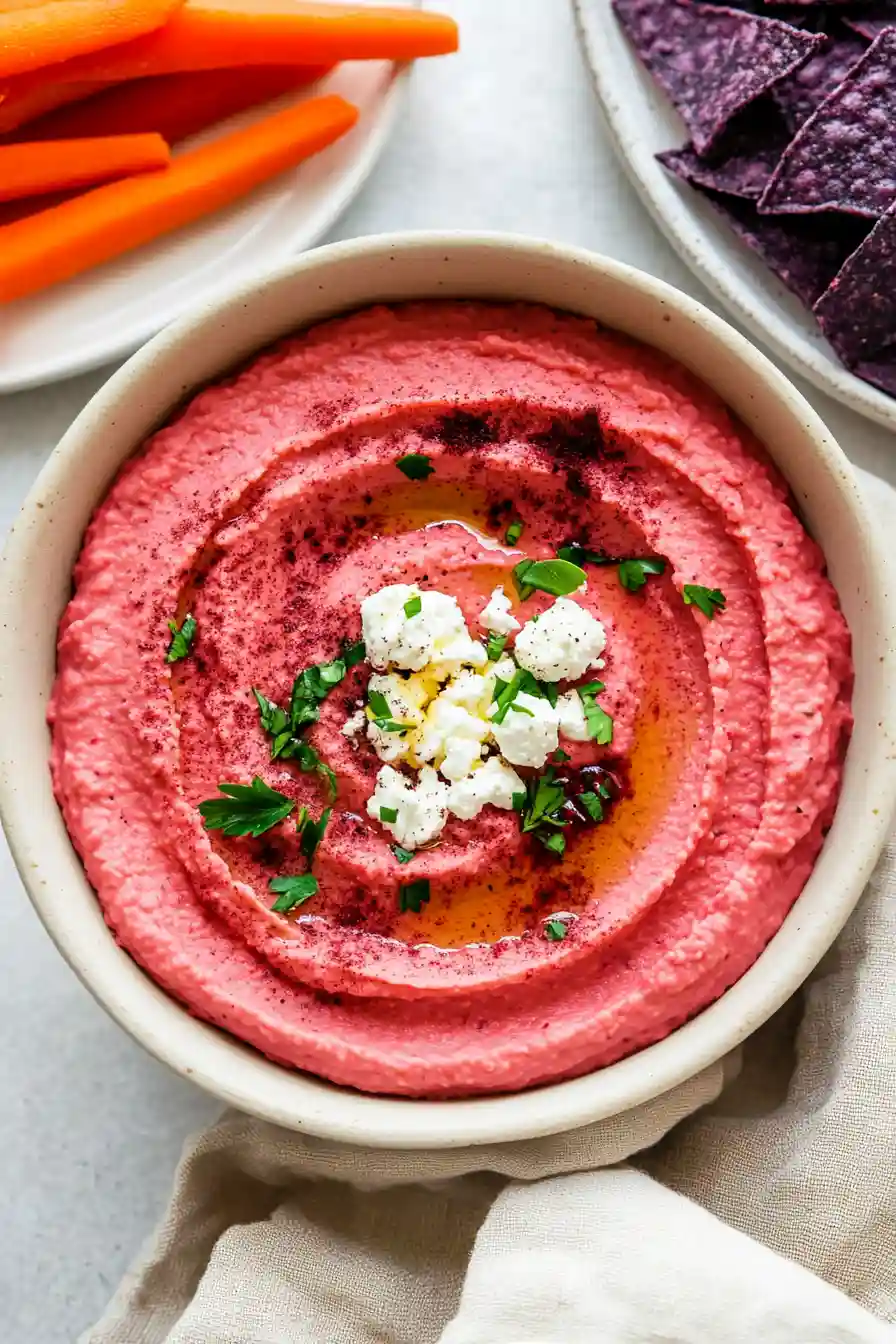 Quick Hummus with Beet Powder