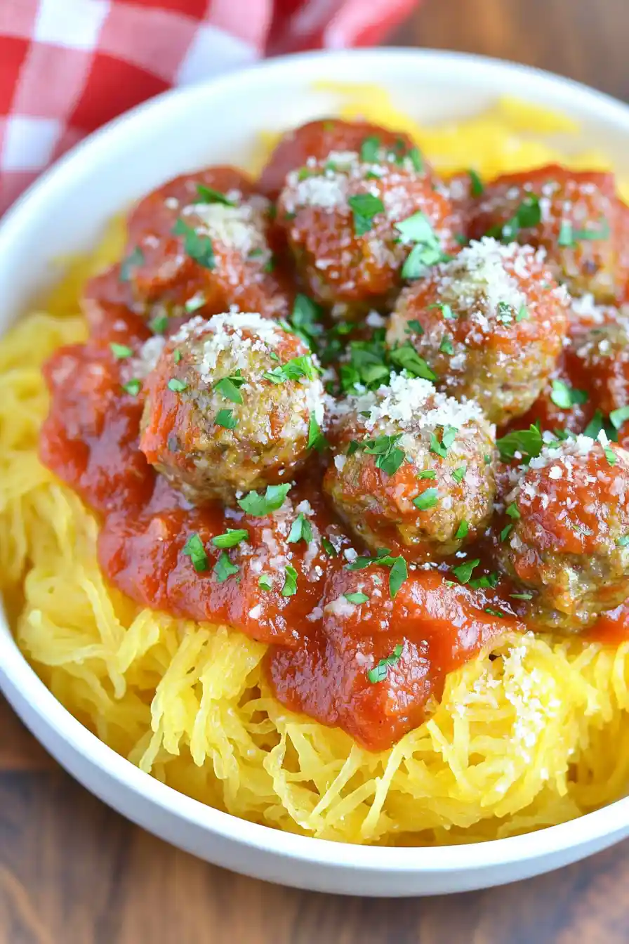 Healthy Spaghetti Squash and Meatballs