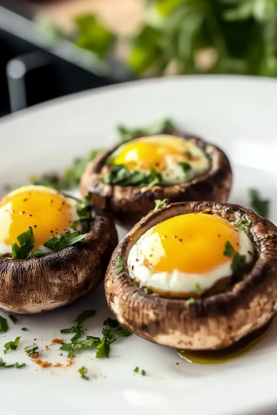 Fluffy Quail Egg Stuffed Mushrooms