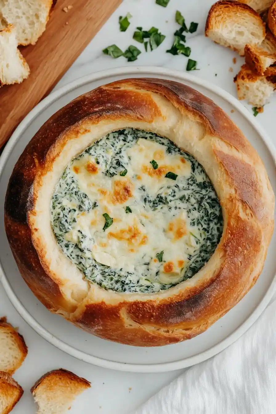 Ultimate Spinach Artichoke Dip in a Bread Bowl