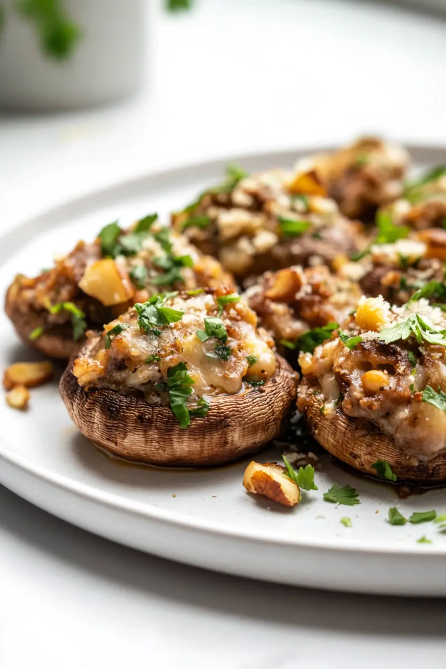 Savory Vegetarian Stuffed Mushrooms