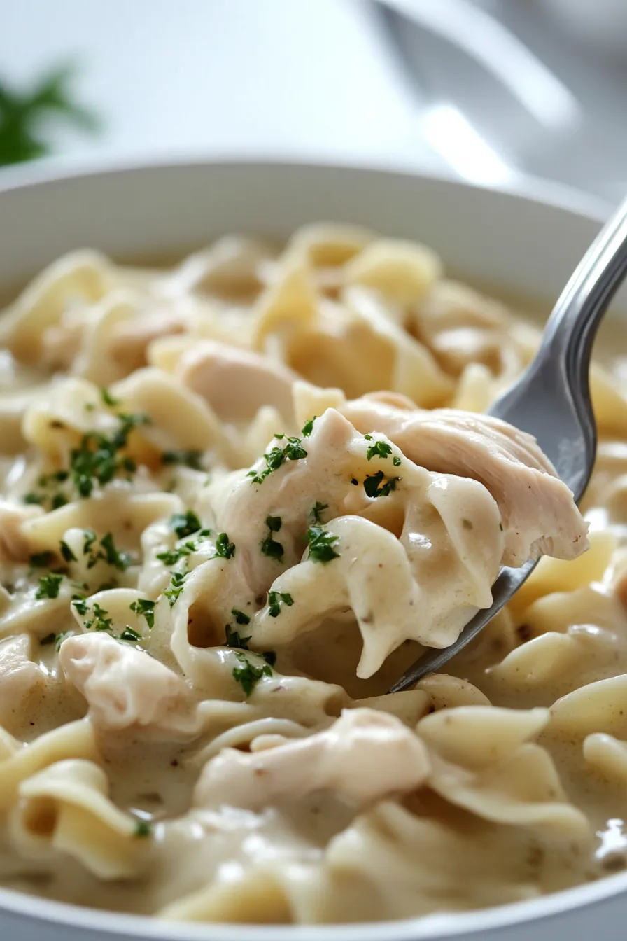 Juicy Crockpot Chicken Noodle Casserole
