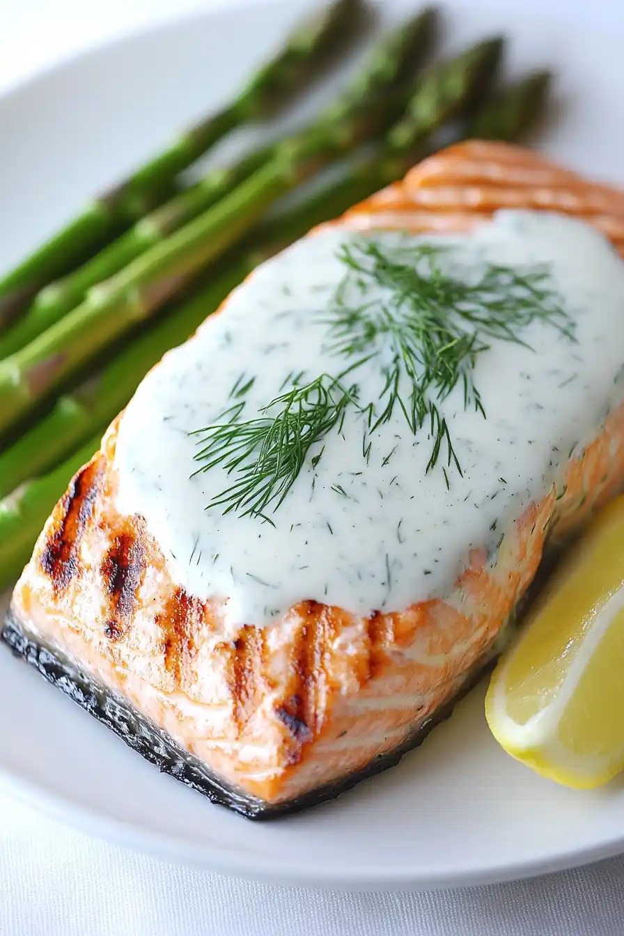 Quick Grilled Salmon with Lemon Dill Sauce