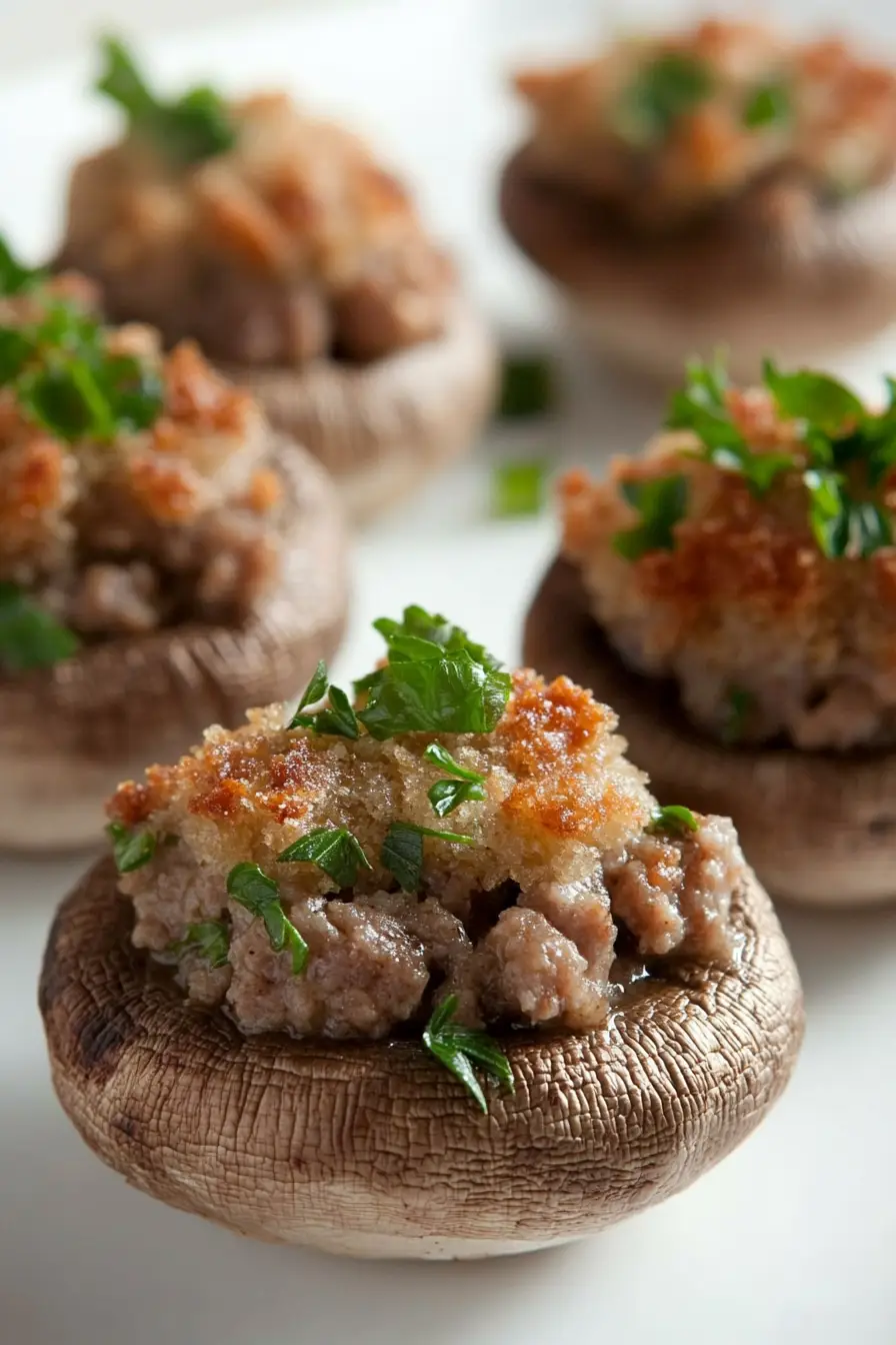 Healthy Ground Beef Stuffed Mushrooms