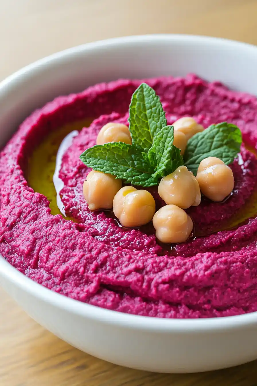 Refreshing Beet and Mint Hummus