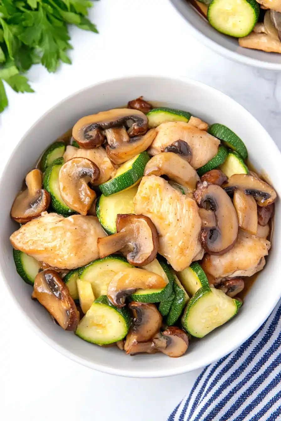 Tender Chicken Thighs with Mushroom and Zucchini