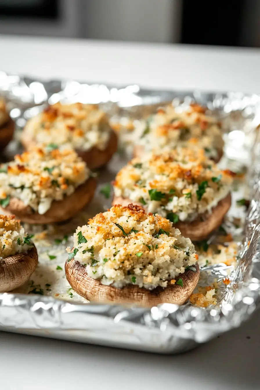 Juicy Breadcrumb Stuffed Mushrooms