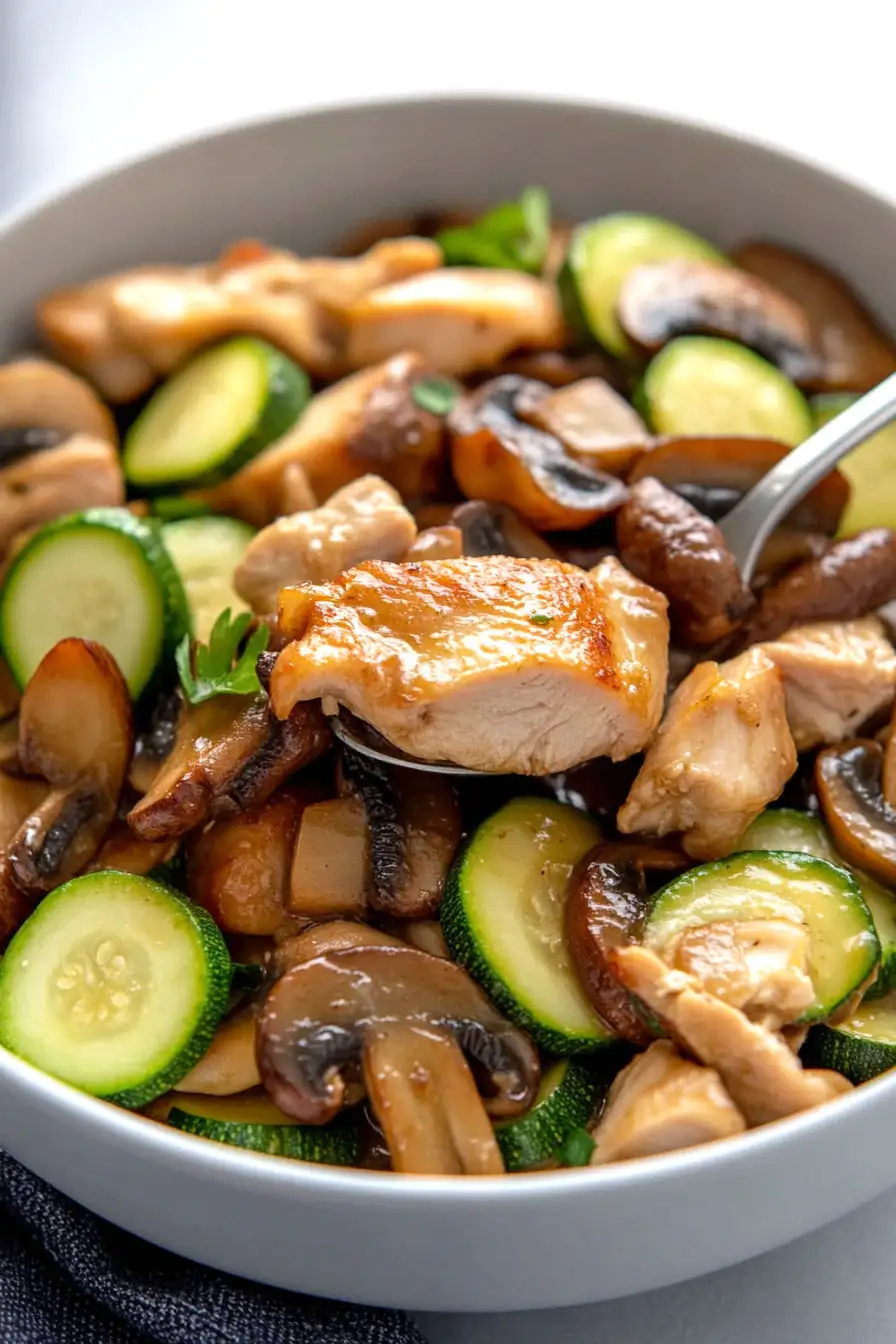 Tender Chicken Thighs with Mushroom and Zucchini