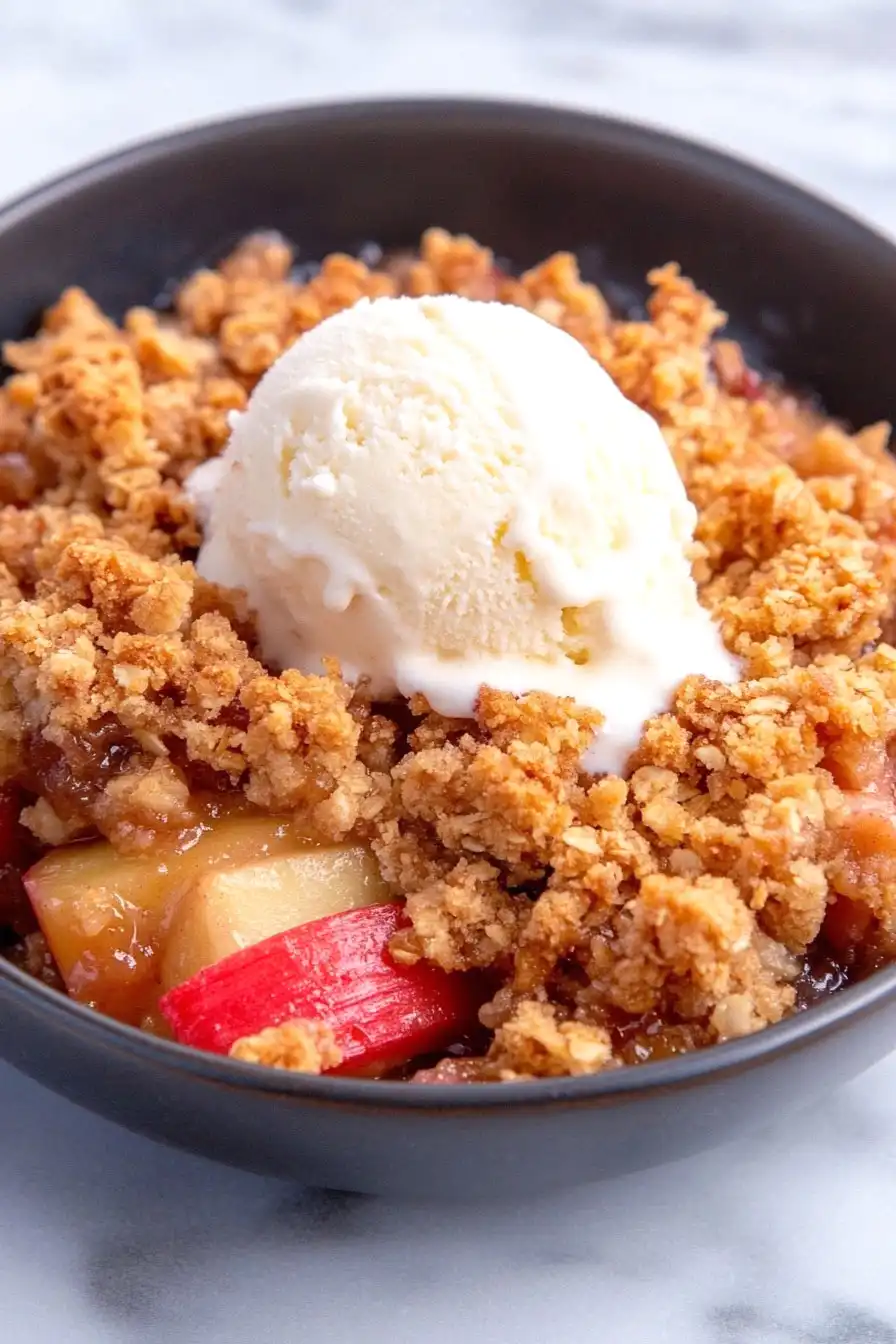 Easy Apple and Rhubarb Crumble