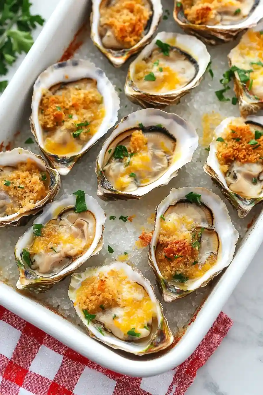Warm Baked Oysters on the Half Shell