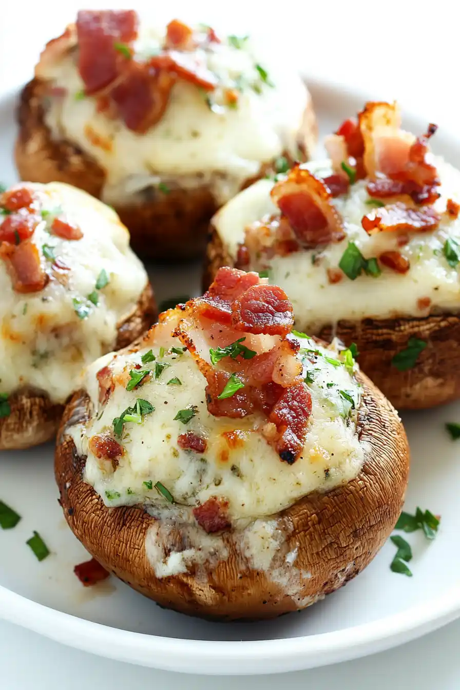 Healthy Bacon Stuffed Mushrooms