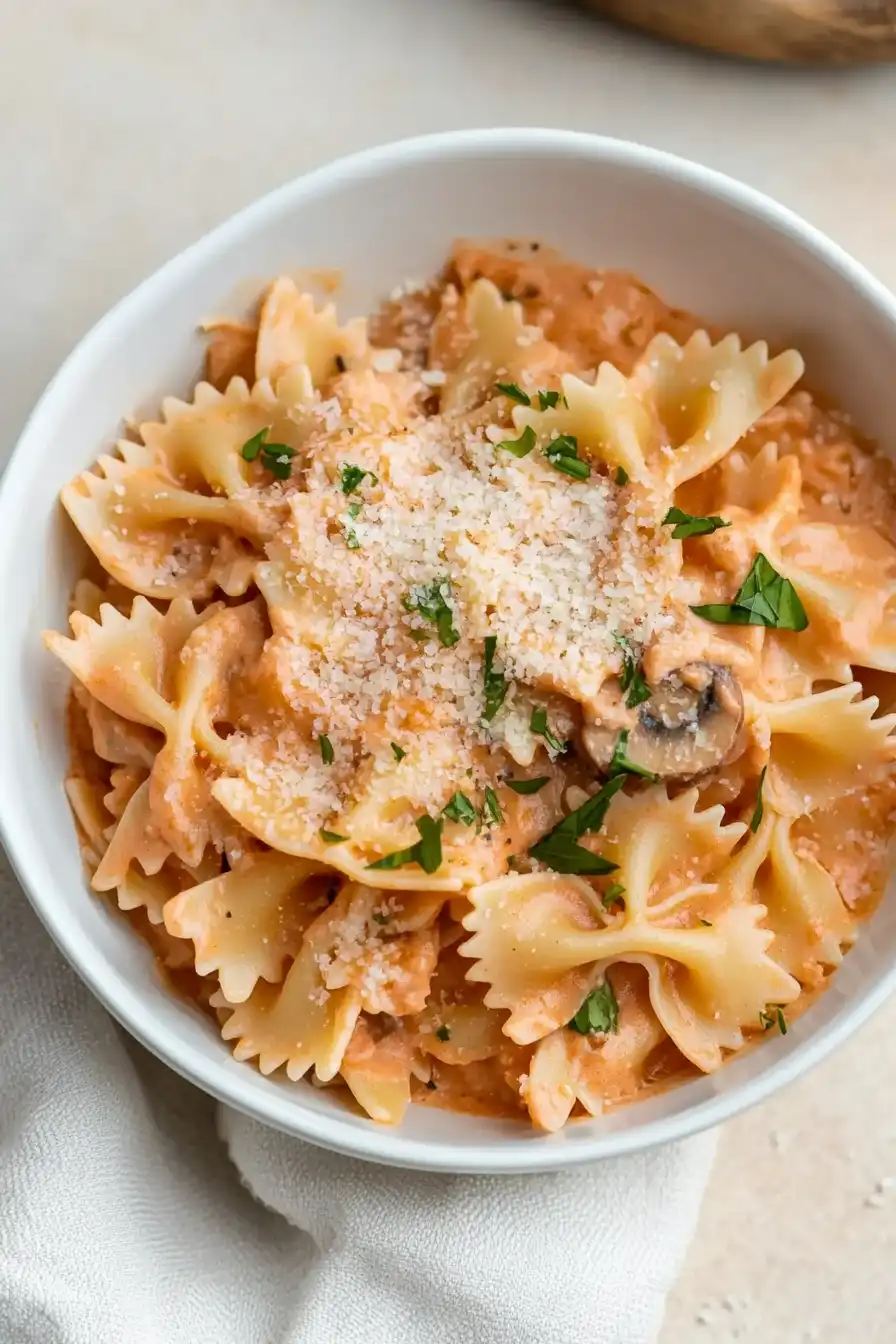 Healthy Mushroom Pink Sauce Pasta