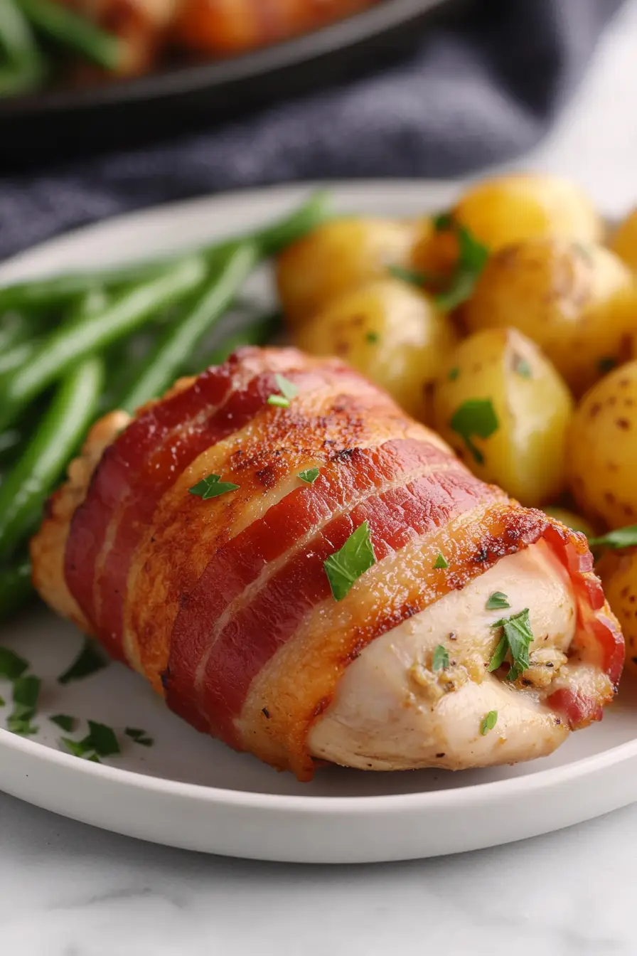 Easy Bacon Wrapped Stuffed Chicken Breast
