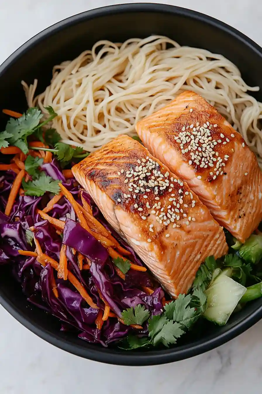 Healthy Grilled Salmon Noodle Bowl