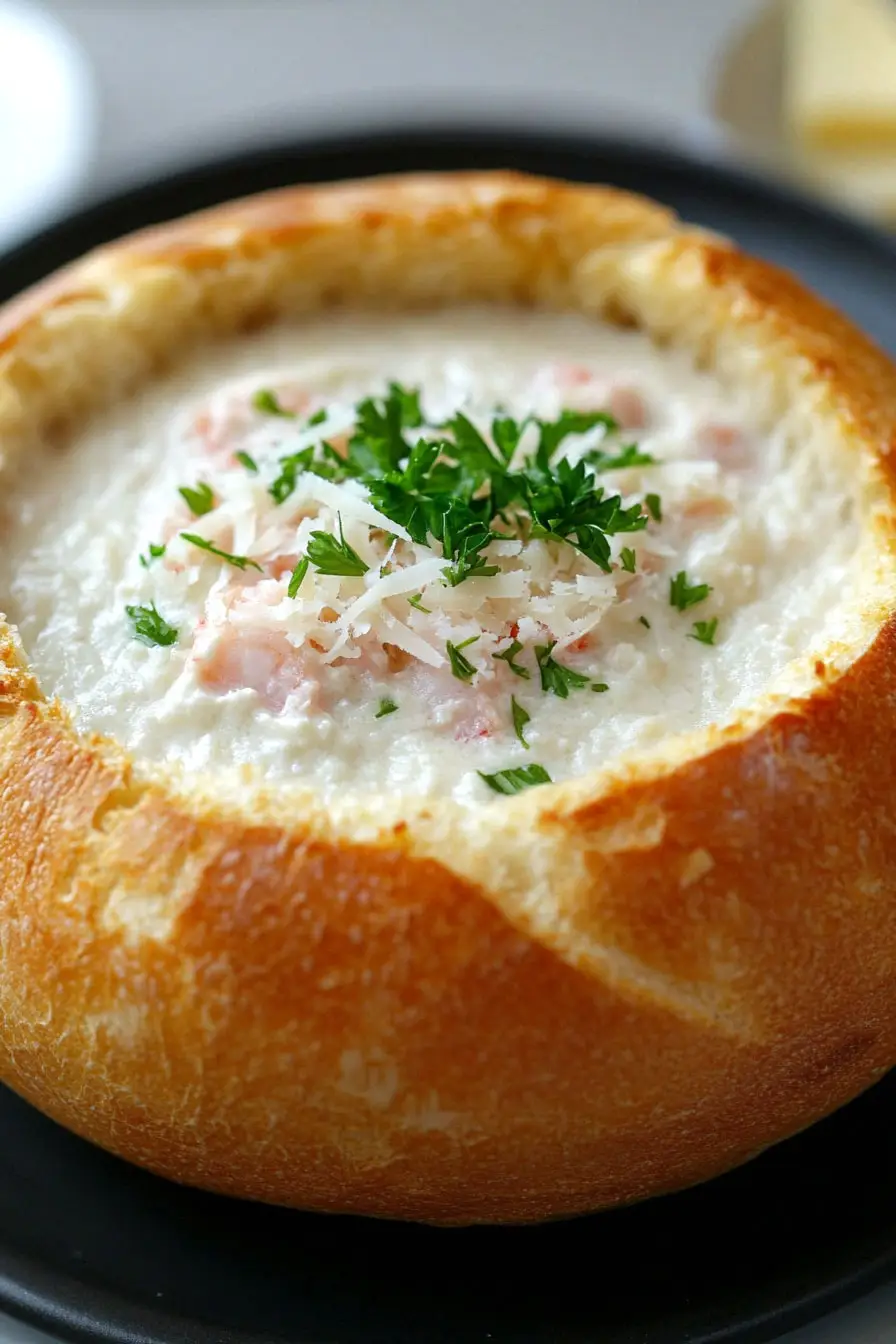 Gourmet Lobster Bisque in a Bread Bowl