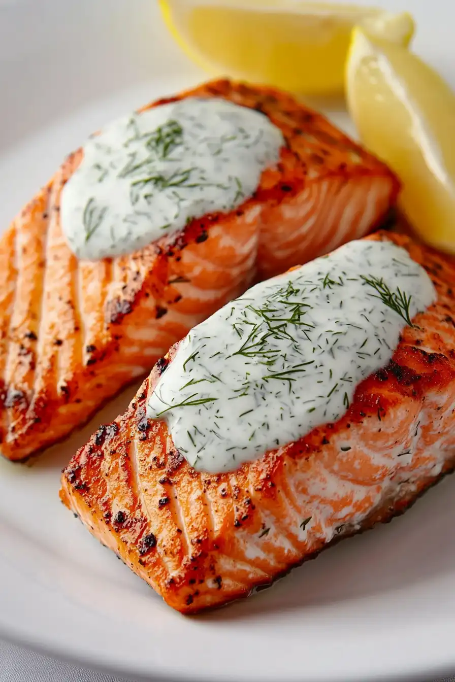 Easy Grilled Salmon with Yogurt Sauce