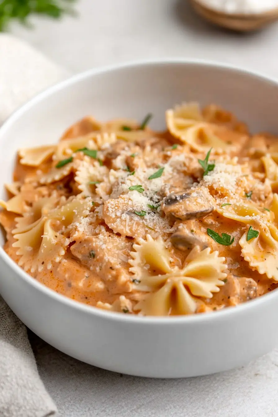 Healthy Mushroom Pink Sauce Pasta