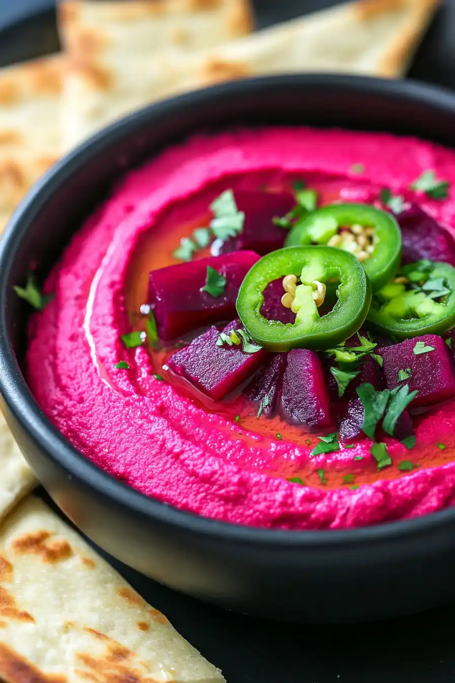 Quick Spicy Beet Hummus