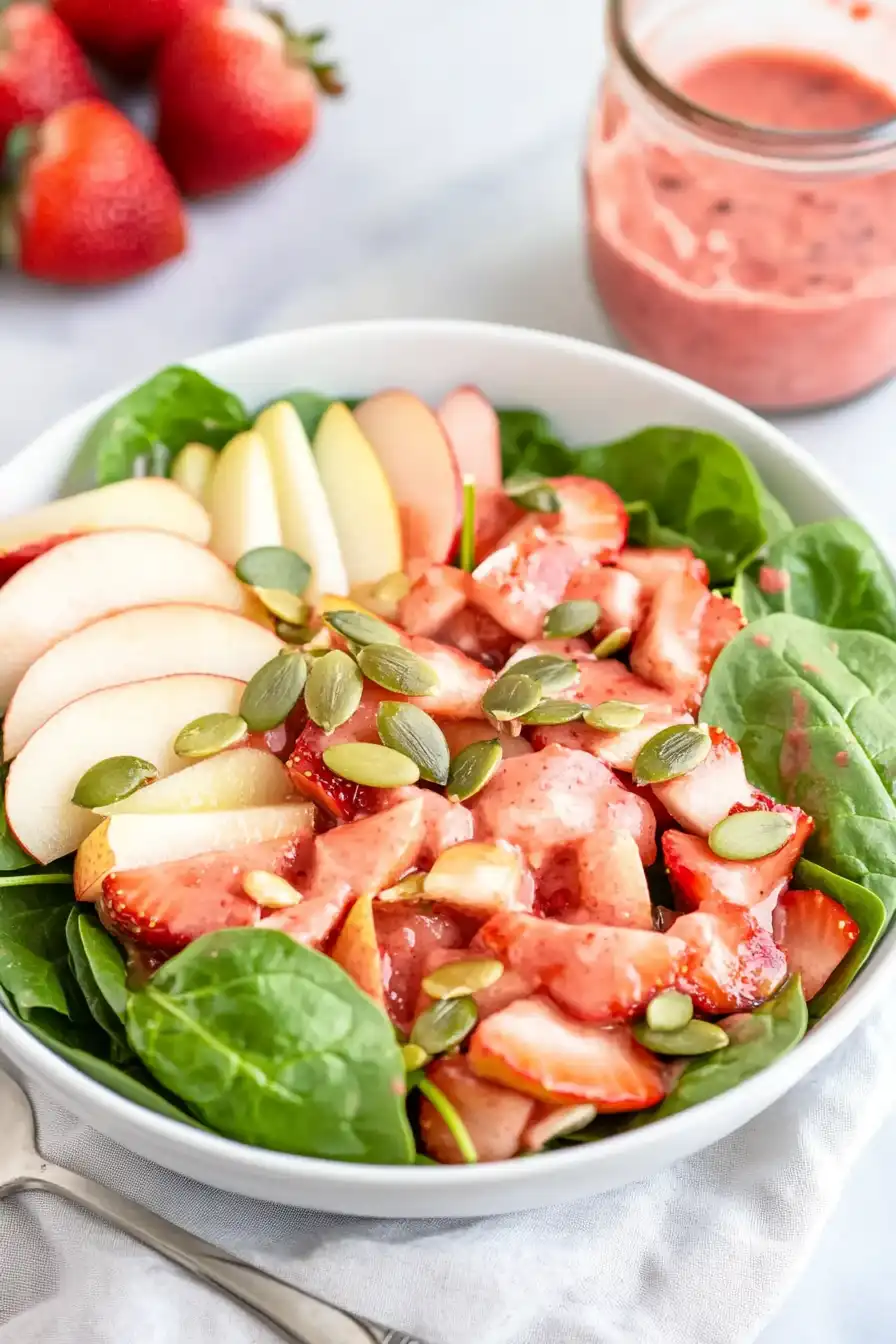 Refreshing Fruit and Spinach Salad with Strawberry Vinaigrette