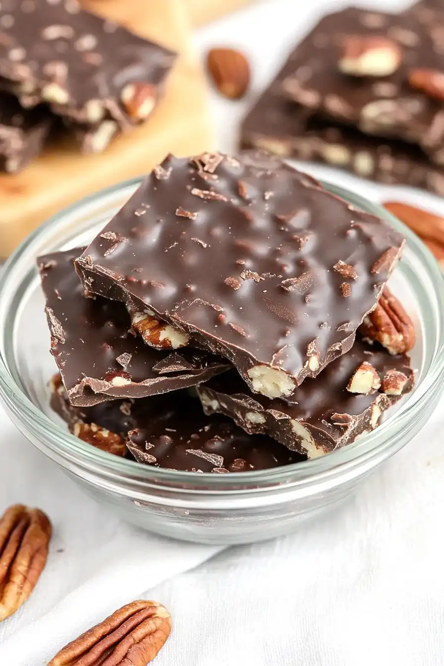 Rich Dark Chocolate Pecan Toffee Bark