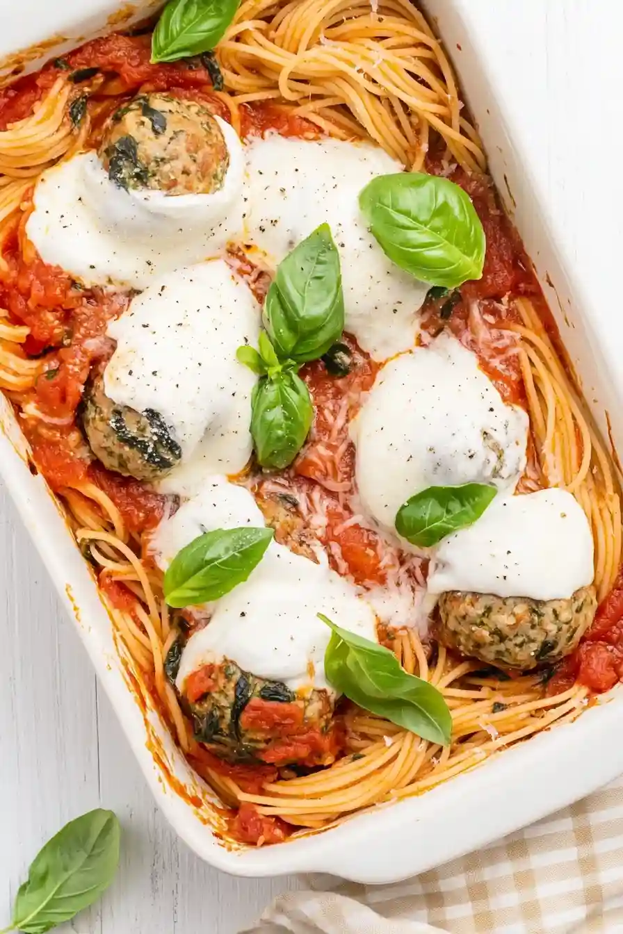 Tasty Spaghetti and Meatballs with Spinach