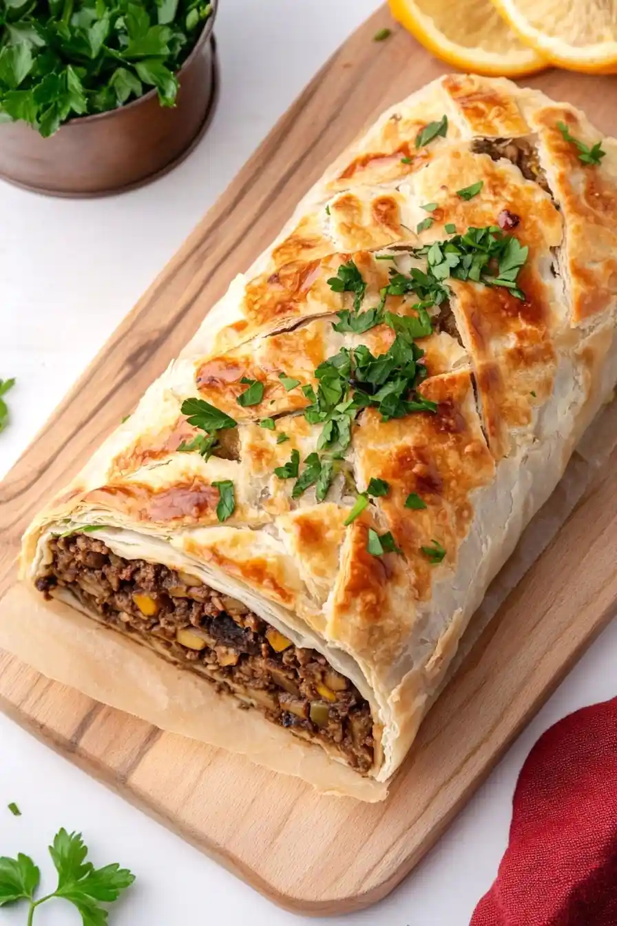 Flaky Vegan Beef Wellington