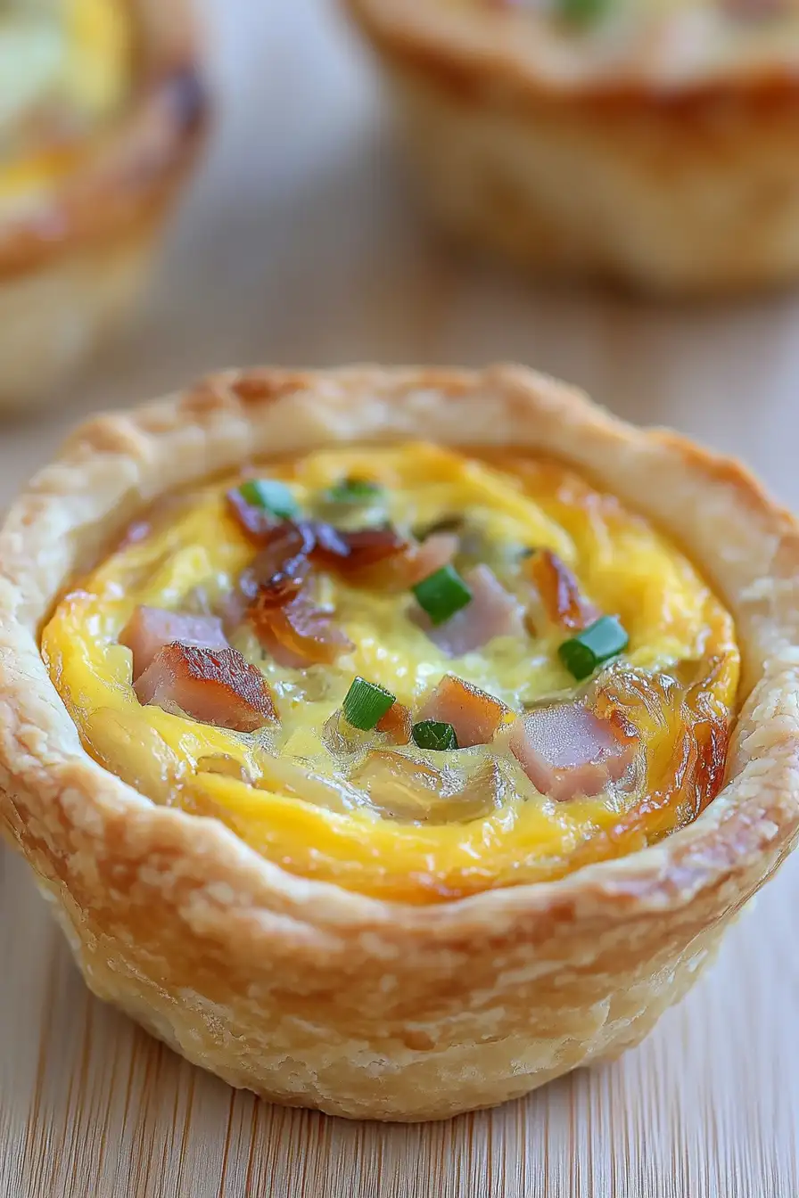 Healthy Mini Quiche with Ham and Onion