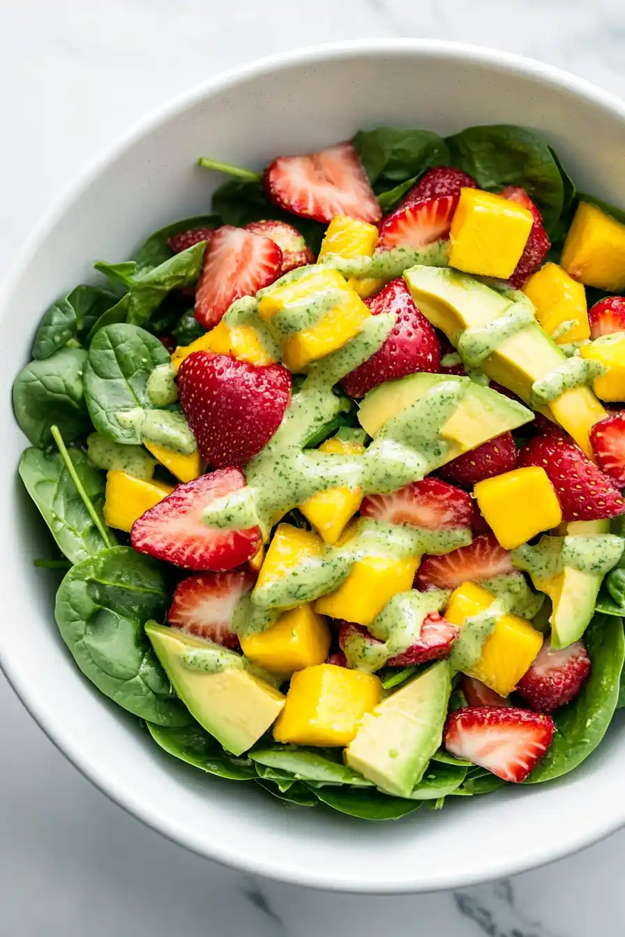 Quick Strawberry Mango Spinach Salad