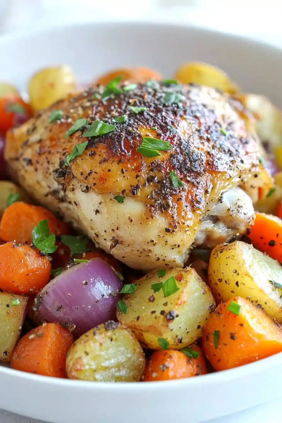 Flavorful Chicken Thigh and Veggie Bake