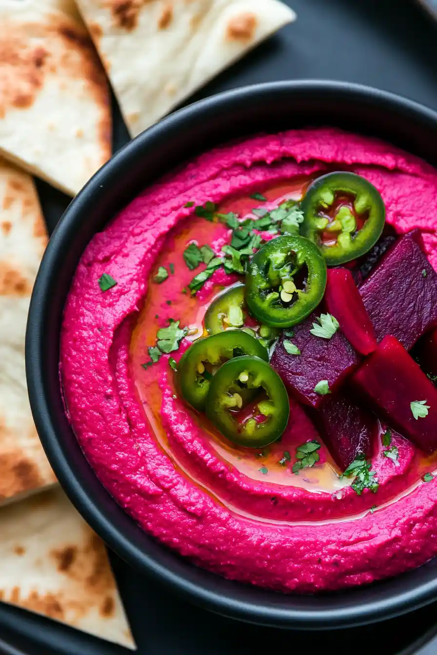 Quick Spicy Beet Hummus