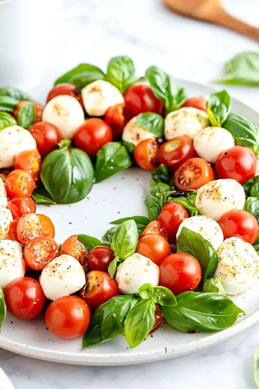 Easy Caprese Salad Christmas Wreath