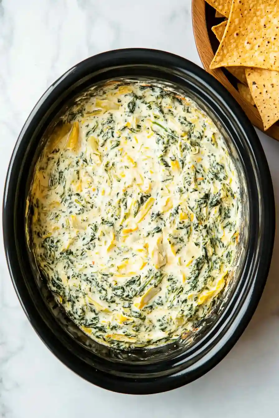 Quick Crock Pot Spinach Artichoke Dip