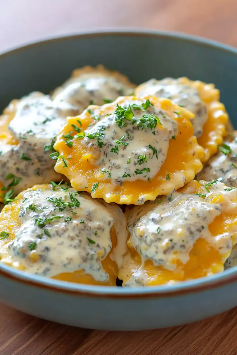 Easy Butternut Squash Ravioli with Maple Cream Sauce