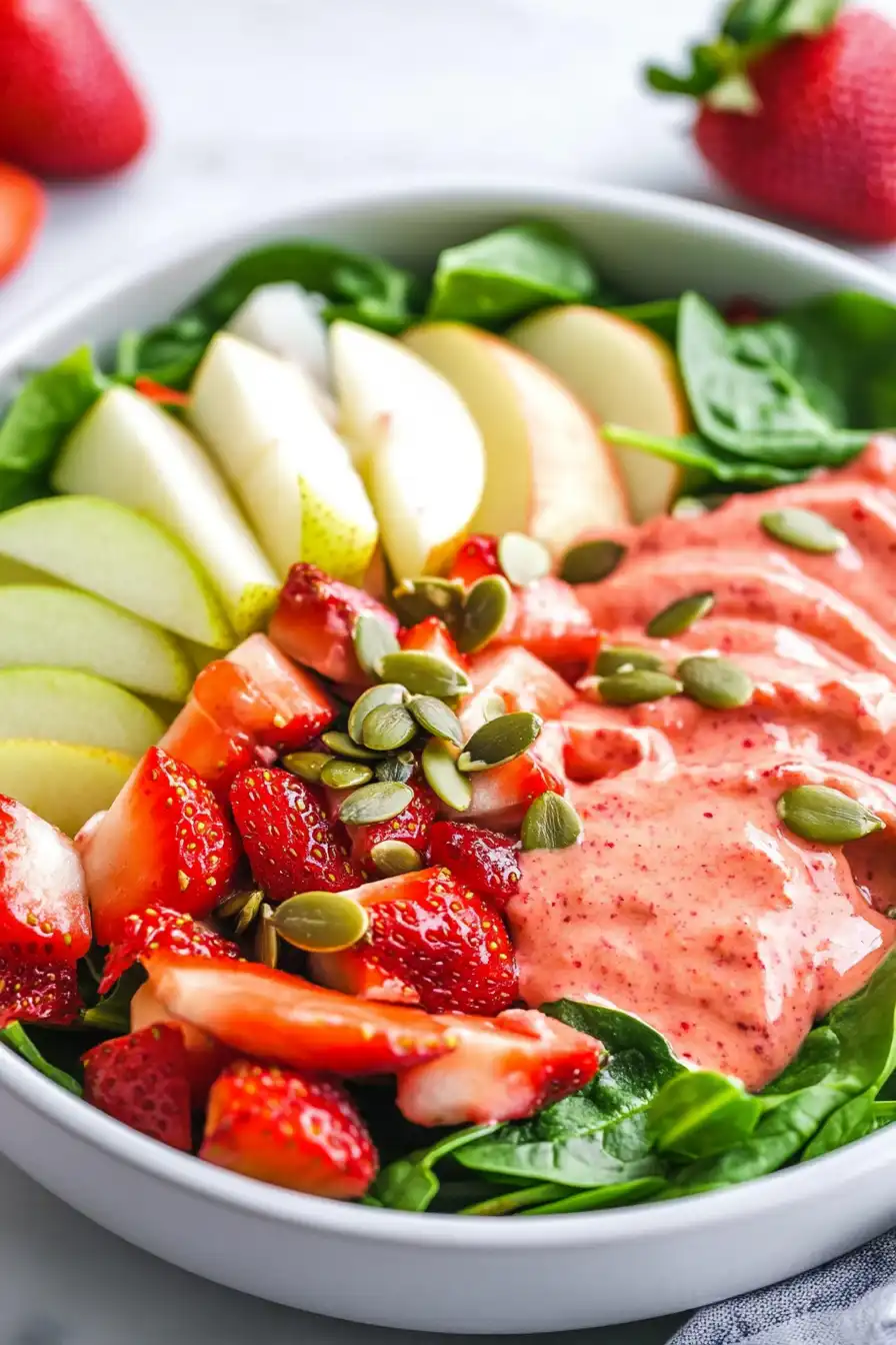 Refreshing Fruit and Spinach Salad with Strawberry Vinaigrette