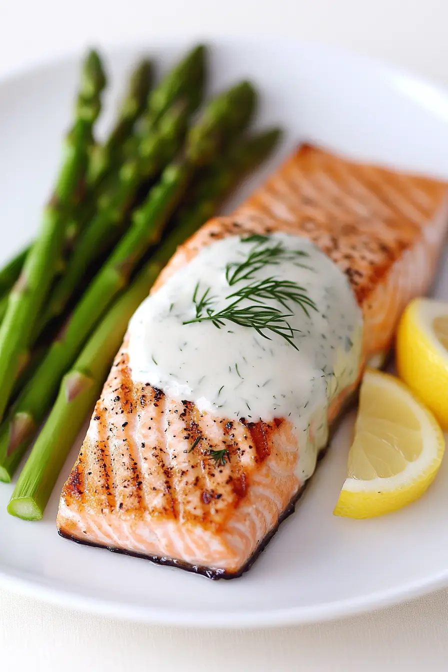 Quick Grilled Salmon with Lemon Dill Sauce