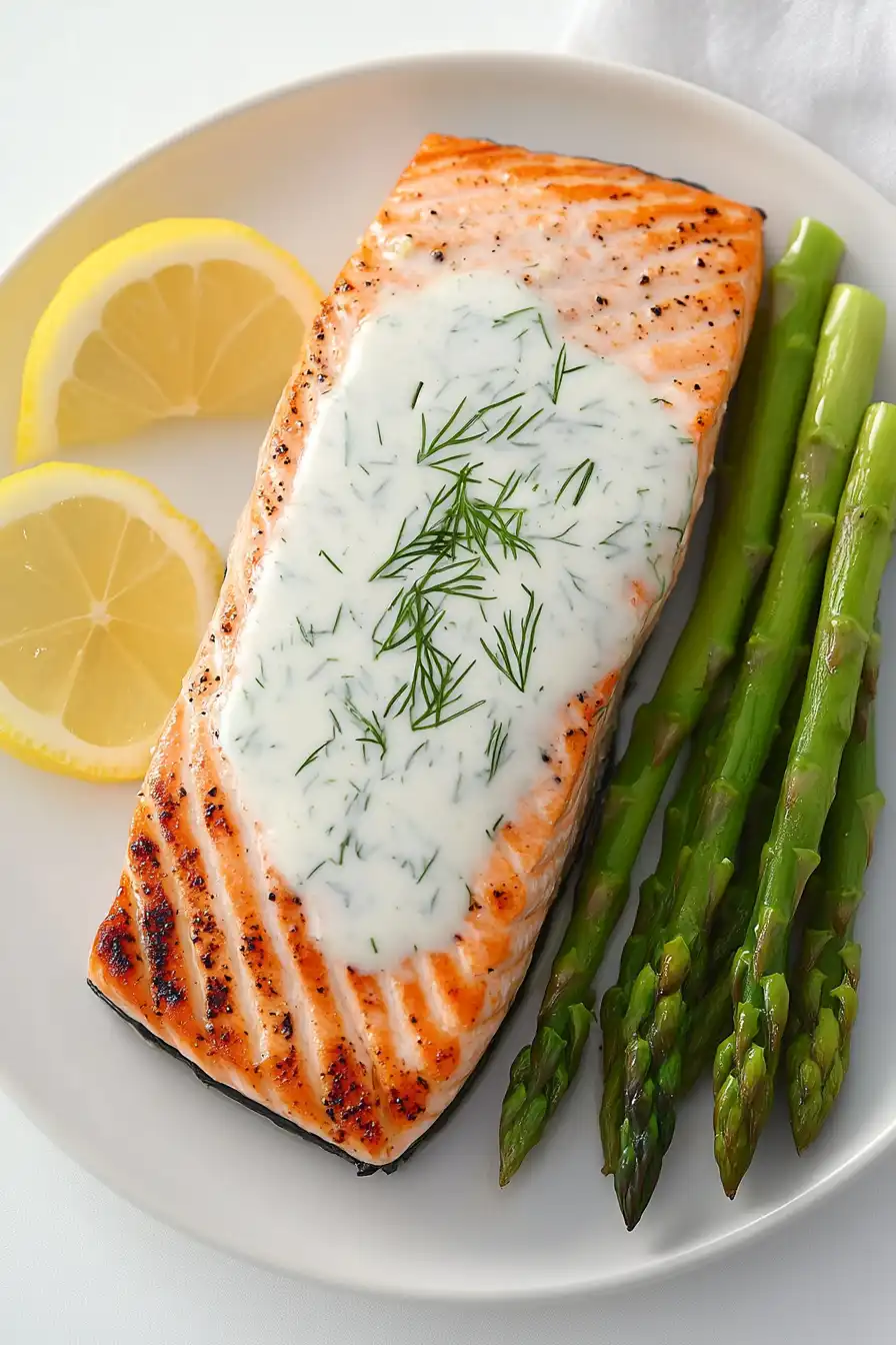 Quick Grilled Salmon with Lemon Dill Sauce