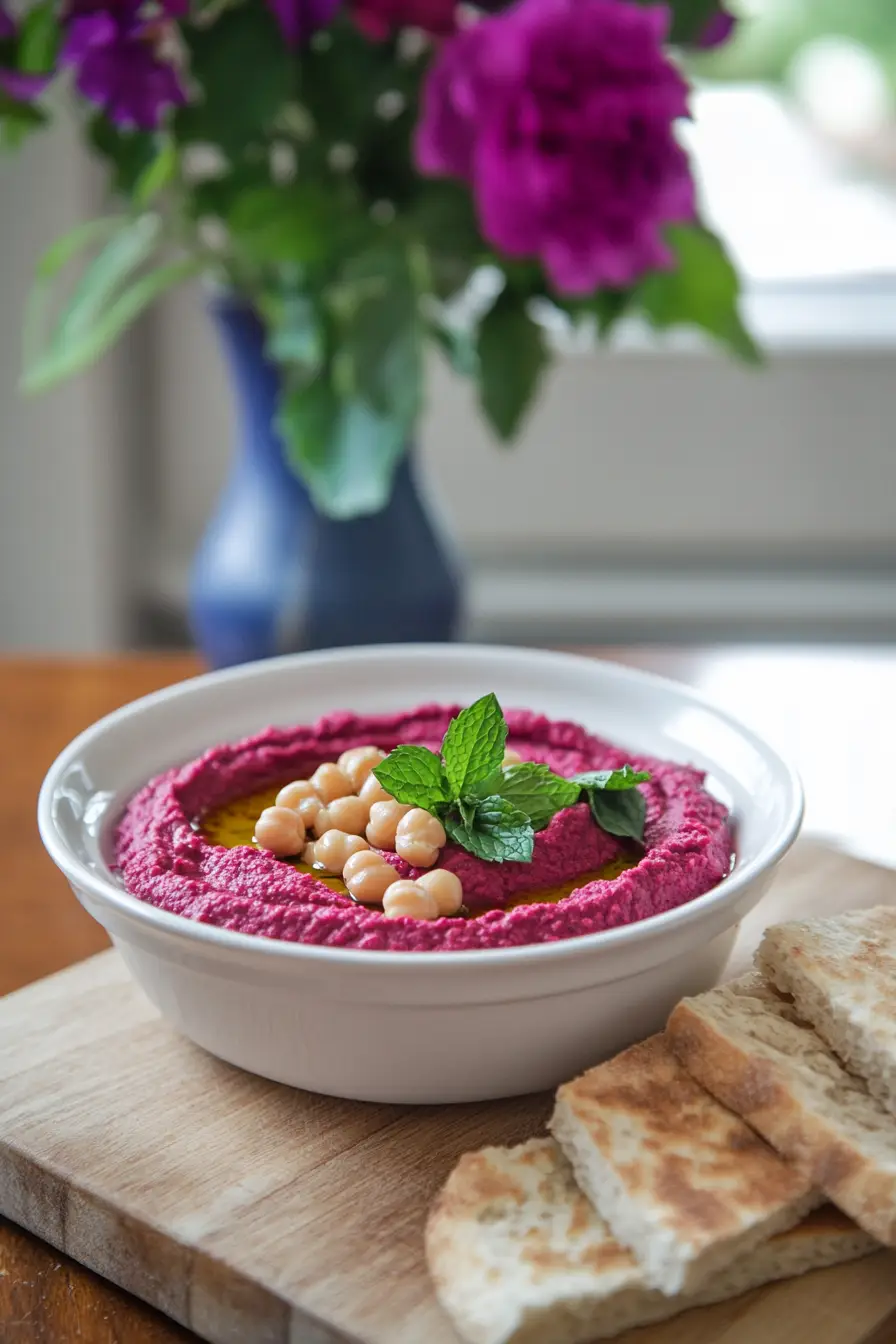Refreshing Beet and Mint Hummus