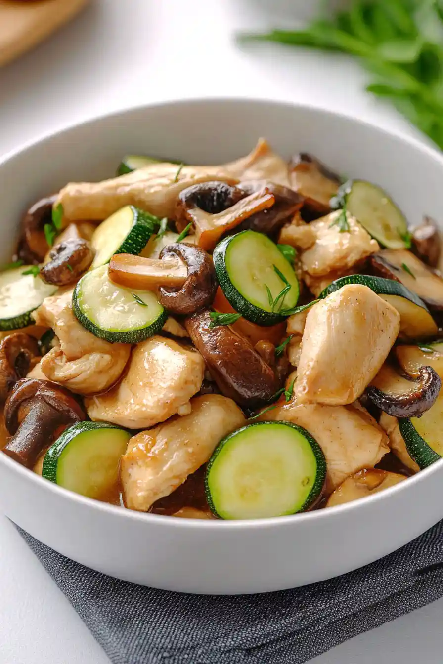 Tender Chicken Thighs with Mushroom and Zucchini
