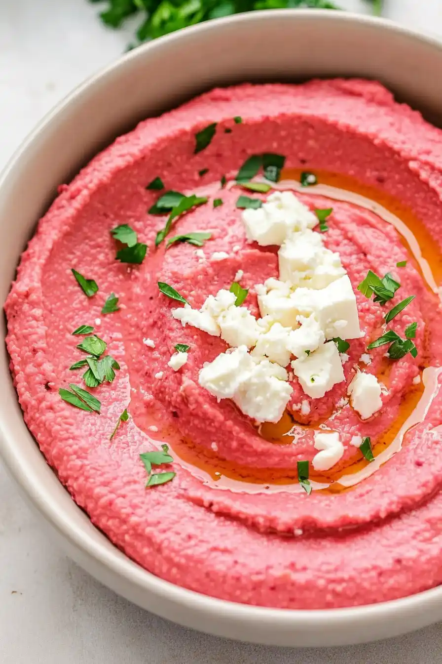 Quick Hummus with Beet Powder