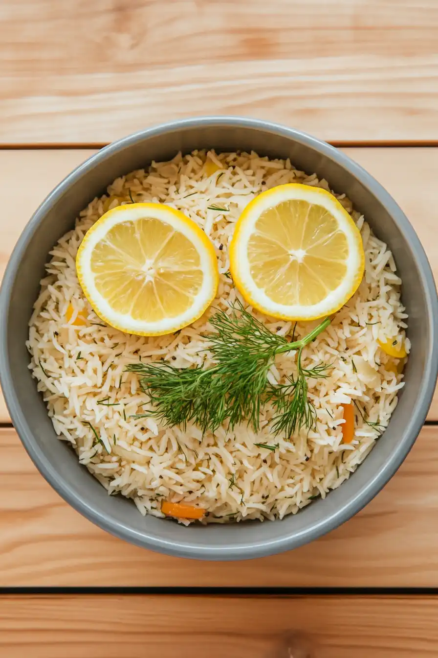 Healthy Greek Lemon Rice in a Rice Cooker
