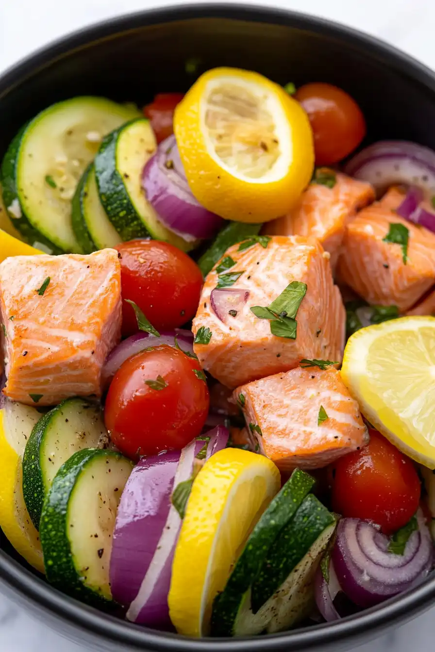 Healthy Mediterranean Grilled Salmon Kabobs