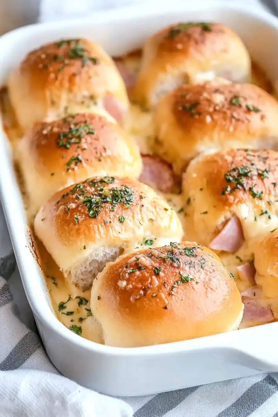 Savory Garlic and Herb Ham and Cheese Sliders