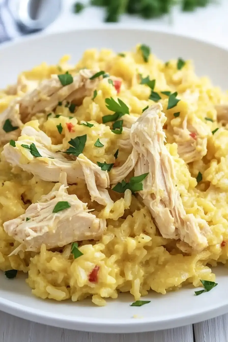 Juicy Crockpot Chicken with Yellow Rice