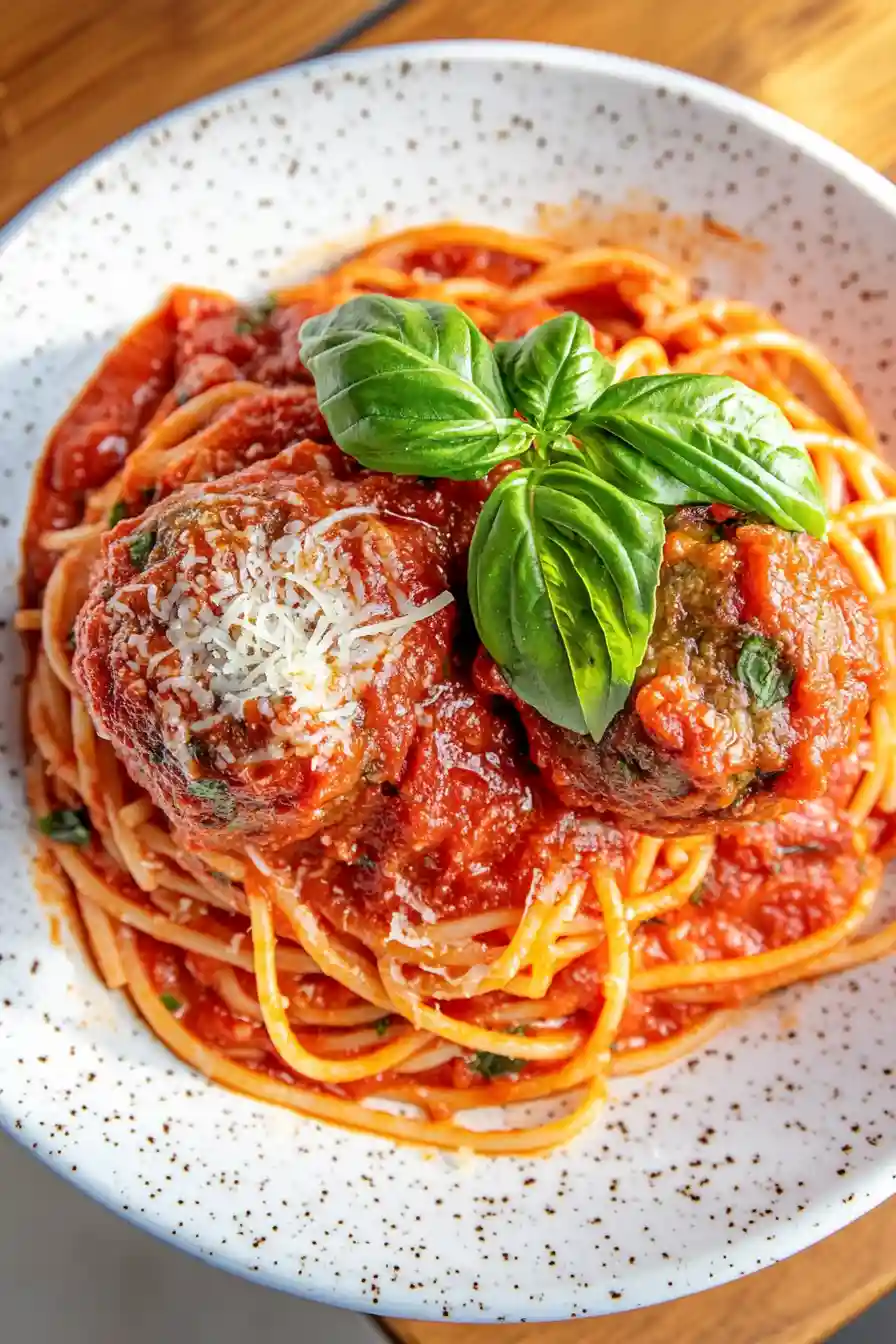 Juicy Spaghetti and Meatballs with Ricotta