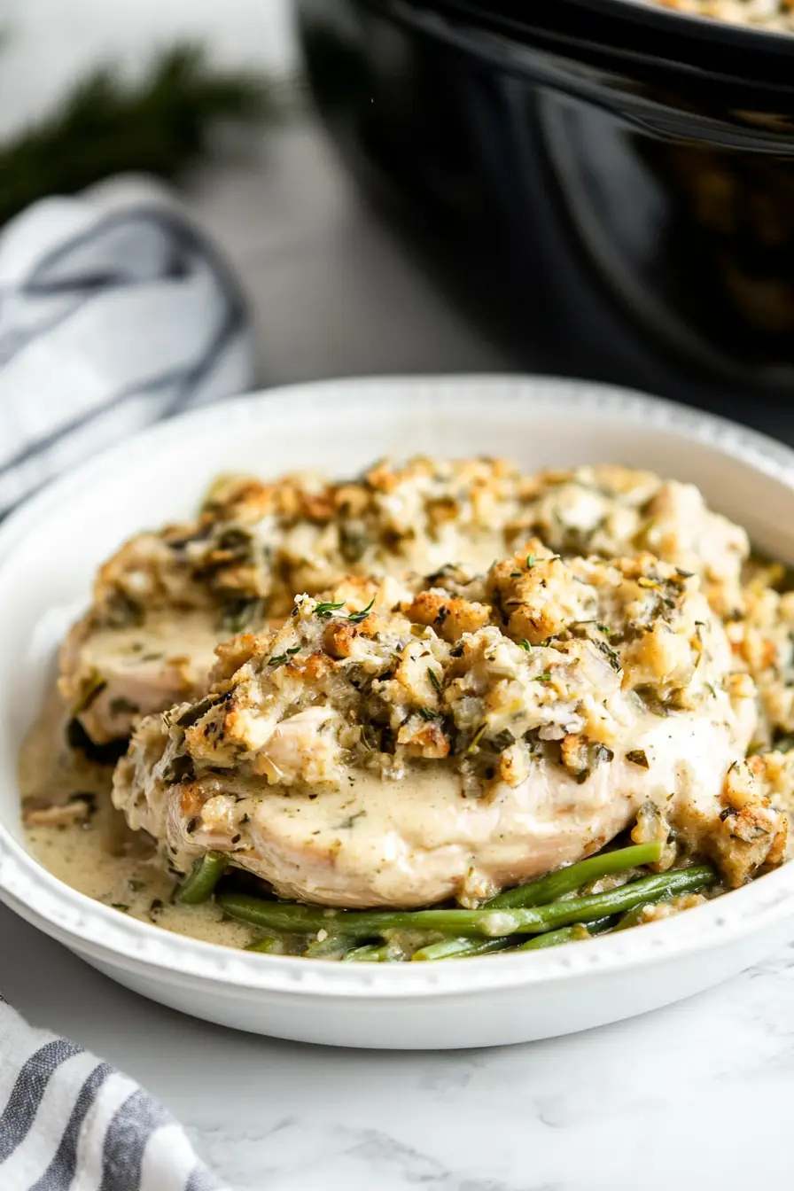 Simple Crockpot Chicken and Stuffing